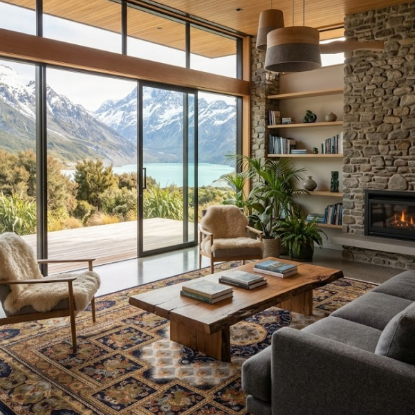 Large 3m x 2m Persian medallion rug in navy blue and gold with plush velvet texture.