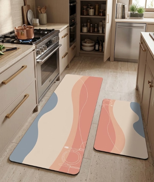 safeandsafe.co.nz Auckland,nz Abstract Wave Anti-Slip Diatom Mud Kitchen Mat Set