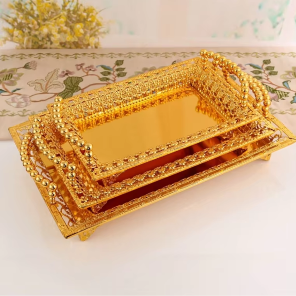 Luxury European Style Rectangle Metal Fruit Plate & Serving Tray (34cm)