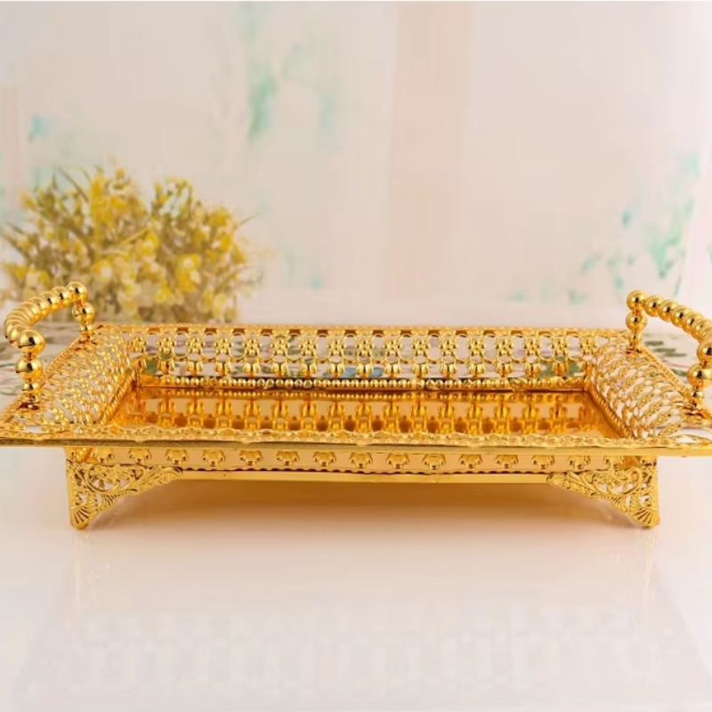 Luxury European Style Rectangle Metal Fruit Plate & Serving Tray (34cm) Luxury European Style Rectangle Metal Fruit Plate & Serving Tray (34cm)