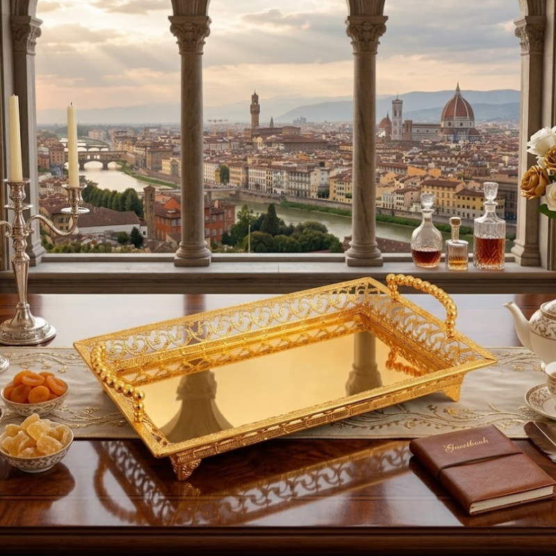 Luxury European Style Rectangle Metal Fruit Plate & Serving Tray (34cm) Luxury European Style Rectangle Metal Fruit Plate & Serving Tray (34cm)