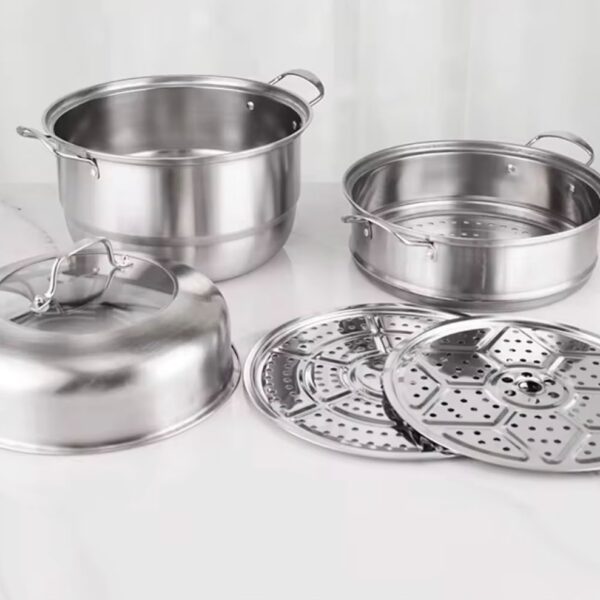 28cm heavy duty stainless steel multi-layer steamer pot with lid for healthy cooking in New Zealand