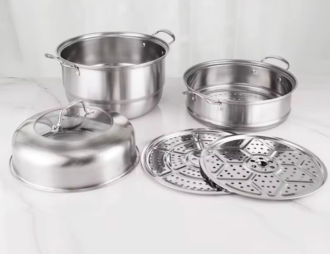 28cm heavy duty stainless steel multi-layer steamer pot with lid for healthy cooking in New Zealand 28cm heavy duty stainless steel multi-layer steamer pot with lid for healthy cooking in New Zealand