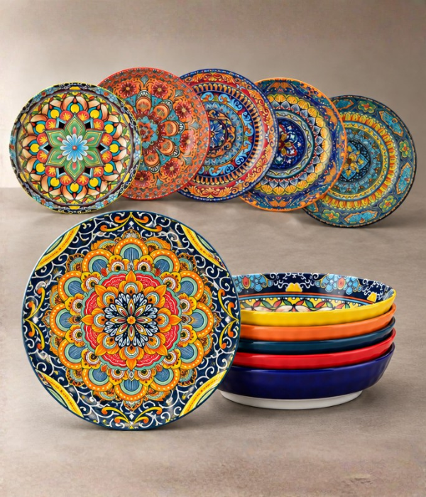 01 Bohemian Porcelain Shallow Pasta Bowl (20.7 cm) Bohemian Porcelain Pasta Bowl 20.7 cm | Safe & Save NZ