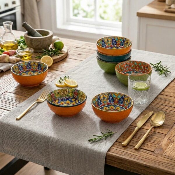 Bohemian Ceramic Deep Soup & Noodle Bowl 15.6 cm