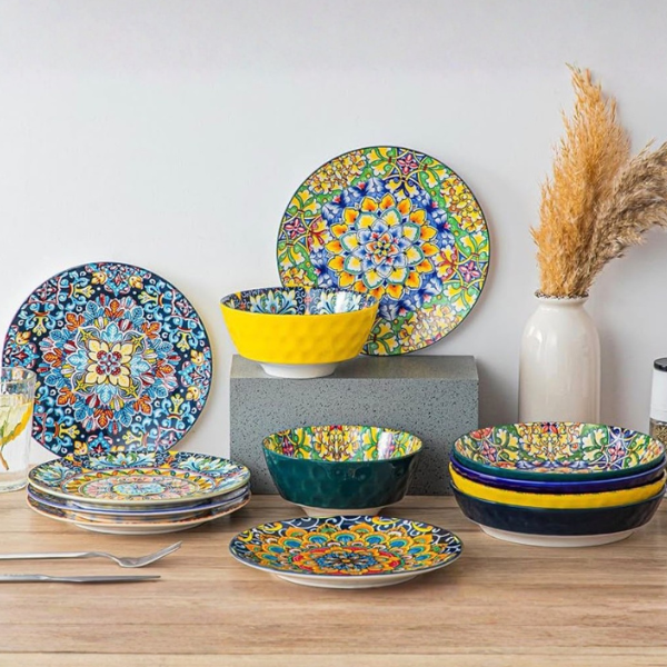 Buy artistic $26.9\text{ cm}$ bohemian porcelain dinner plates in Auckland at Safe & Save. Microwave & dishwasher safe. Enjoy 15% OFF