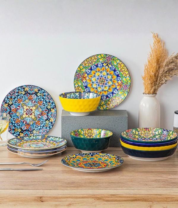 Bohemian Porcelain Dinner Plate (26.9 cm) Buy artistic $26.9\text{ cm}$ bohemian porcelain dinner plates in Auckland at Safe & Save. Microwave & dishwasher safe. Enjoy 15% OFF