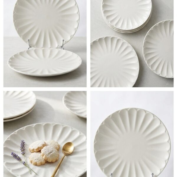White Fluted Petal Ceramic Plate 24.7 cm | Safe & Save NZ