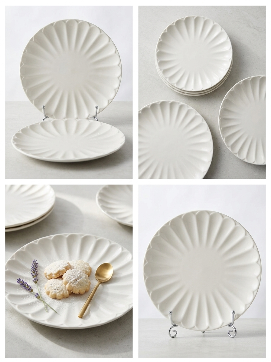 White Fluted Petal Ceramic Plate 24.7 cm | Safe & Save NZ White Fluted Petal Ceramic Plate 24.7 cm | Safe & Save NZ