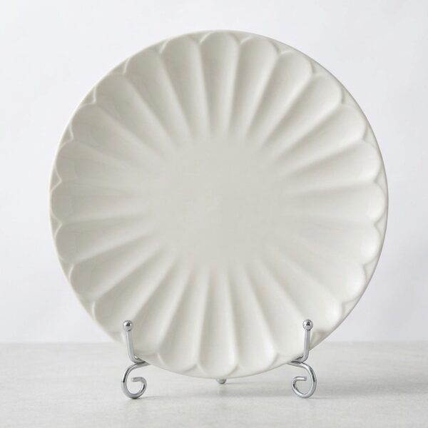 White Fluted Petal Ceramic Plate 24.7 cm | Safe & Save NZ