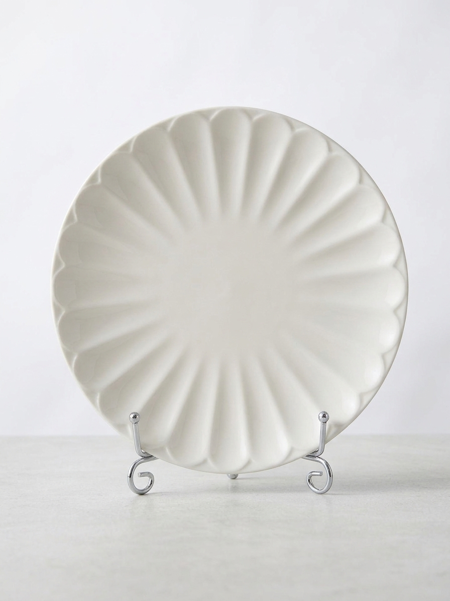 White Fluted Petal Ceramic Plate 24.7 cm | Safe & Save NZ White Fluted Petal Ceramic Plate 24.7 cm | Safe & Save NZ