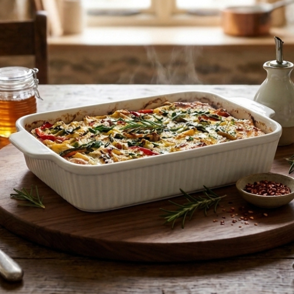 White Fluted Ceramic Baking Dish 25.2 cm | Safe & Save NZ