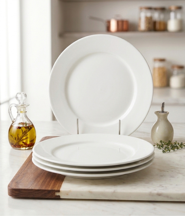 Template-Based Design (1) Classic White Ceramic Dinner Plate 27.8 cm | Safe & Save NZ