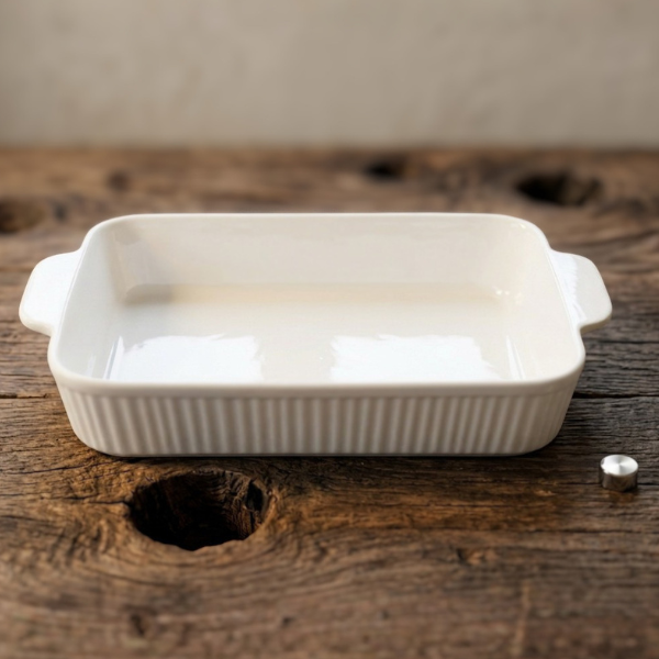 White Fluted Ceramic Baking Dish 25.2 cm | Safe & Save NZ