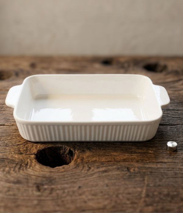 Template-Based Design White Fluted Ceramic Baking Dish 25.2 cm | Safe & Save NZ