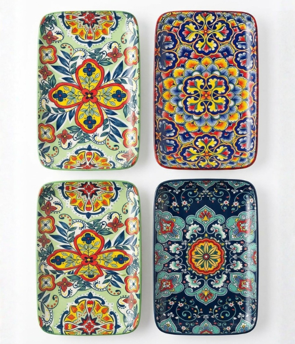 Bohemian Ceramic Rectangular Serving Tray $26.1text{ cm}$ | Safe & Save NZ Bohemian Ceramic Rectangular Serving Tray 26.1cm Safe & Save NZ