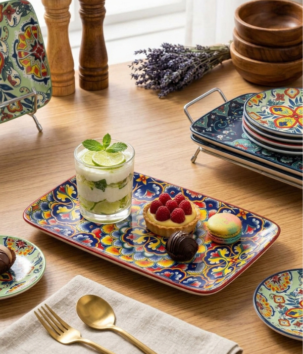 Untitled design (54) Buy 26.1 cm bohemian ceramic rectangular serving platter in Auckland at Safe & Save.