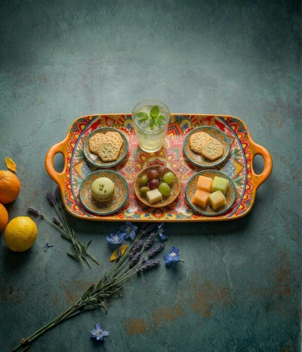 Untitled design (54) Buy 37 cm large bohemian ceramic serving platter with cutout handles in Auckland at Safe & Save
