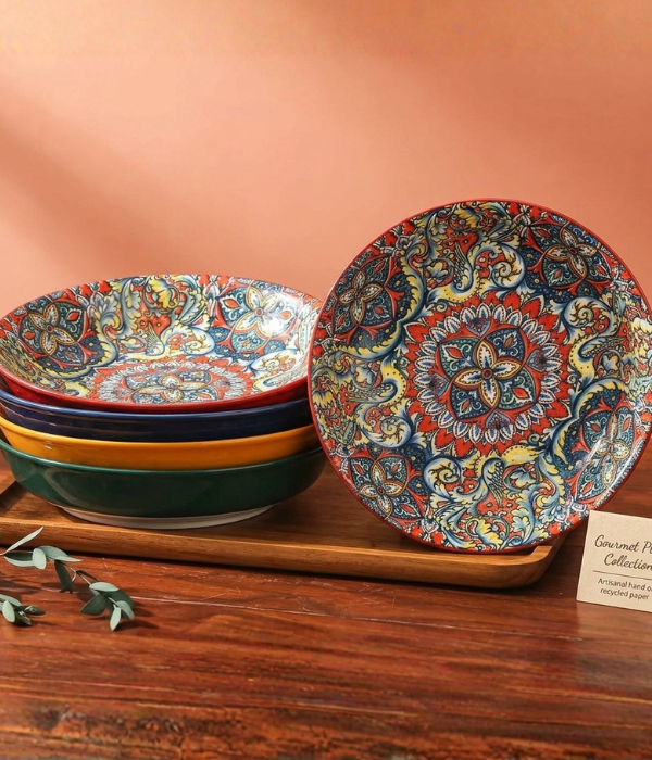 Untitled design (55) Buy colorful 20.5 cm bohemian porcelain pasta & salad bowls in Auckland at Safe & Save. Lead-free, microwave & dishwasher safe