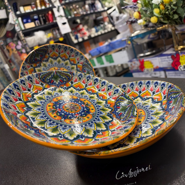 Buy colorful 20.5 cm bohemian porcelain pasta & salad bowls in Auckland at Safe & Save. Lead-free, microwave & dishwasher safe